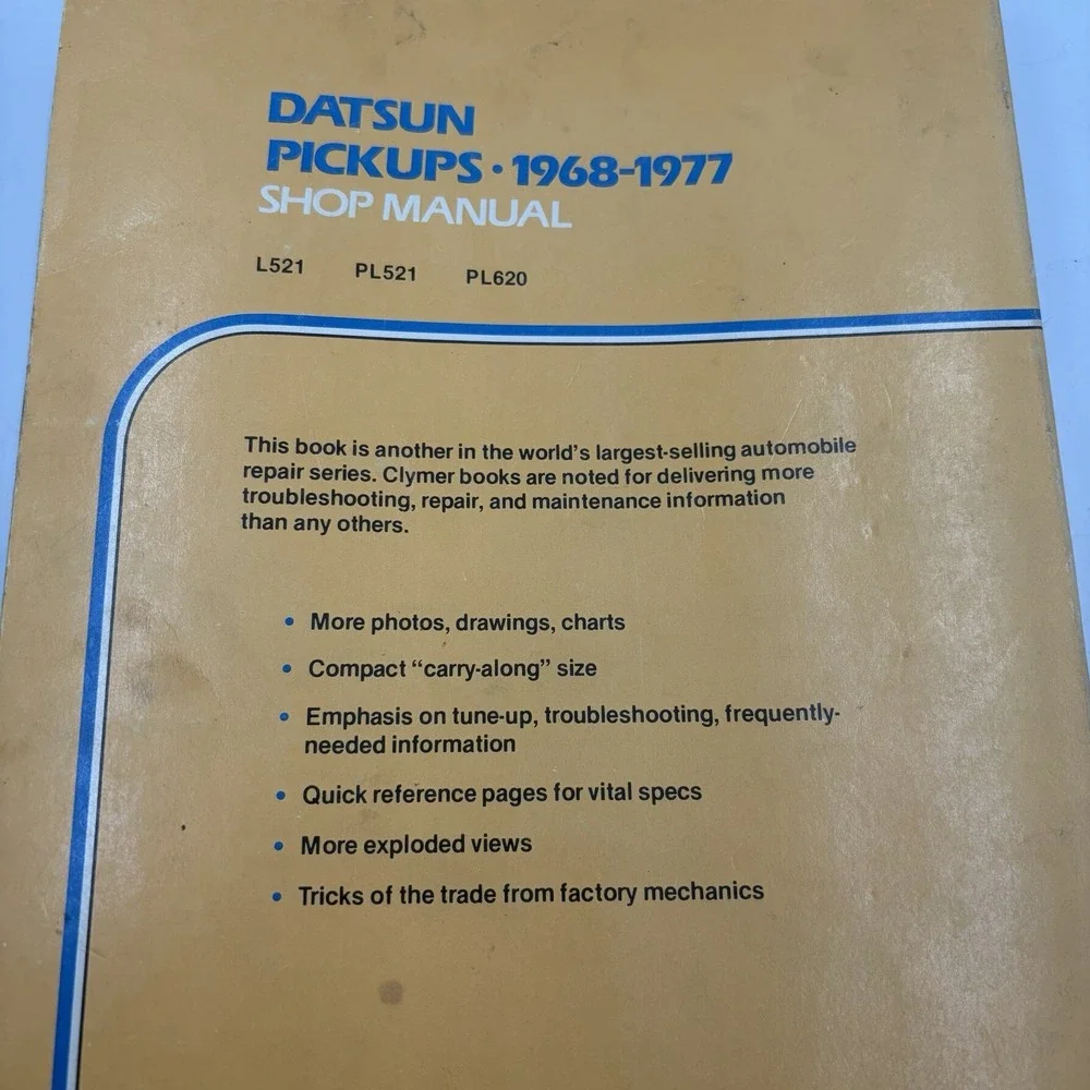 Clymer 1968-1977 Datsun 2-Wheel Drive PickUps Shop Repair Manual Excellent Cond